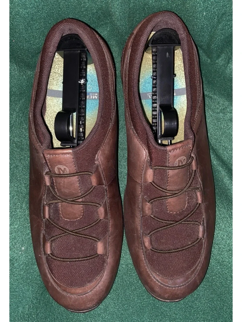 Merrell Meta Stretch Brown Women’s 10 Leather Slip On Hiking Shoes Gorpcore EUC!